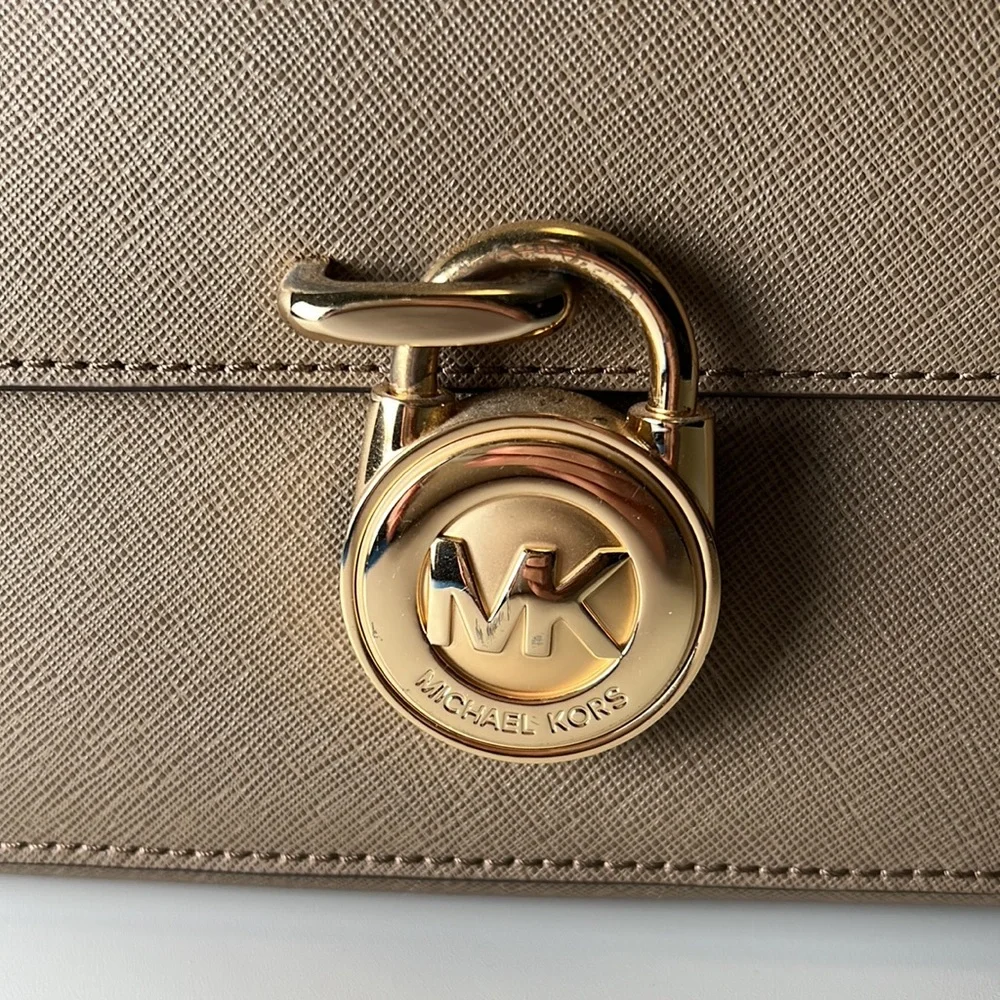 Michael Kors Hamilton Taupe Saffiano Leather Satchel - Picture 3 of 10